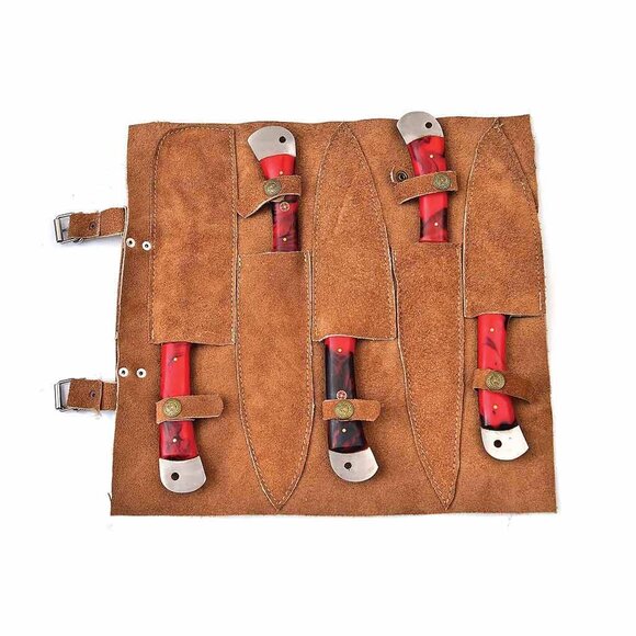 Kitchen Knife Set with Red Rose Handle – Premium Stainless Steel Blades NEW - Picture 4 of 8